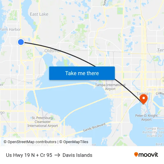 Us Hwy 19 N + Cr 95 to Davis Islands map