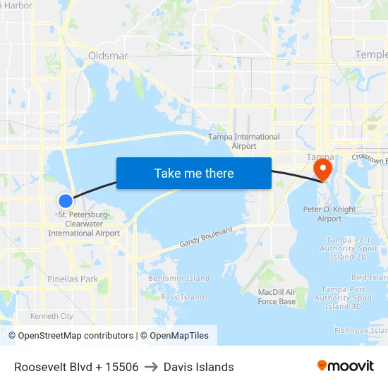 Roosevelt Blvd + 15506 to Davis Islands map
