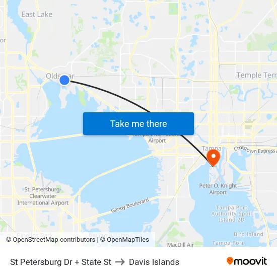 St Petersburg Dr + State St to Davis Islands map