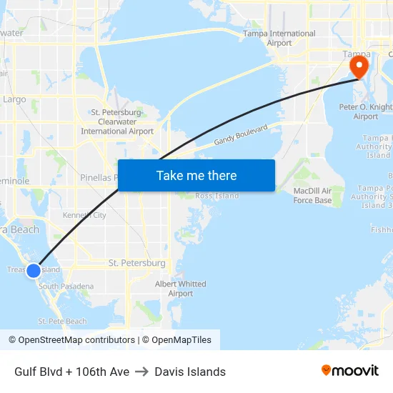Gulf Blvd + 106th Ave to Davis Islands map