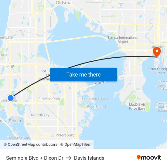 Seminole Blvd + Dixon Dr to Davis Islands map