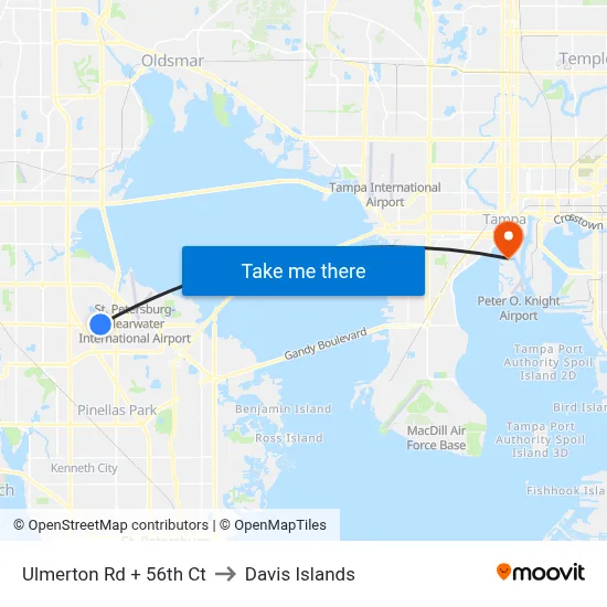 Ulmerton Rd + 56th Ct to Davis Islands map
