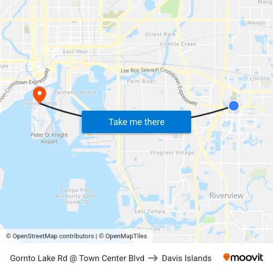 Gornto Lake Rd @ Town Center Blvd to Davis Islands map