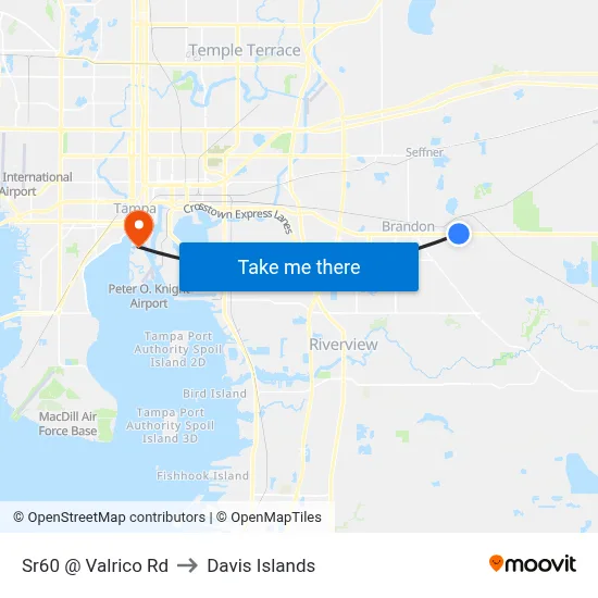 Sr60 @ Valrico Rd to Davis Islands map