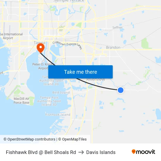 Fishhawk Blvd @ Bell Shoals Rd to Davis Islands map