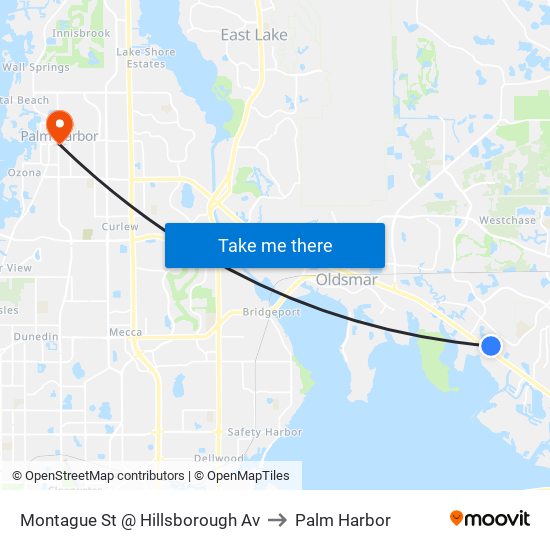 Montague St @ Hillsborough Av to Palm Harbor map