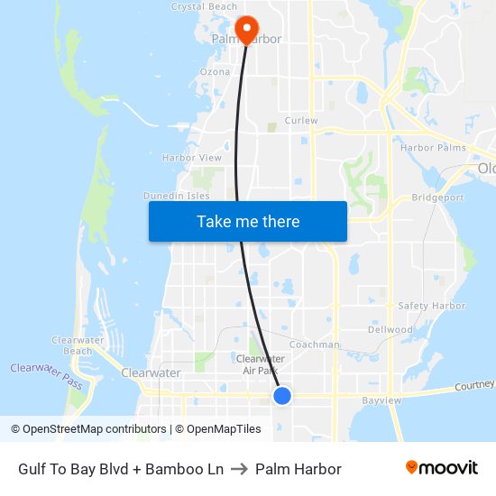 Gulf To Bay Blvd + Bamboo Ln to Palm Harbor map