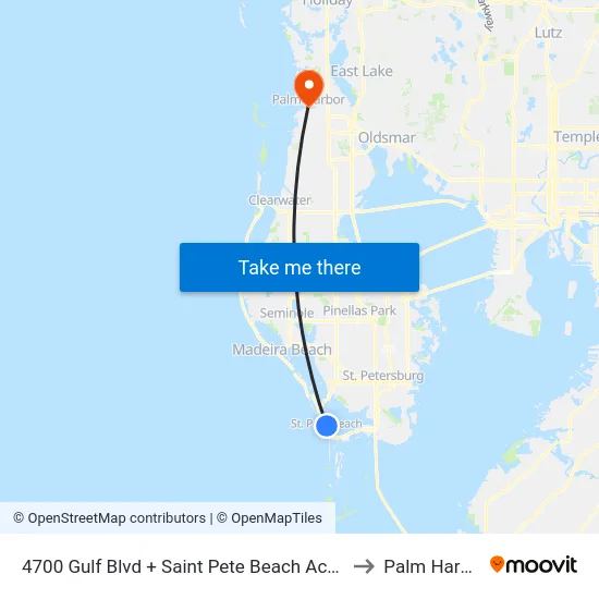 4700 Gulf Blvd + Saint Pete Beach Access to Palm Harbor map