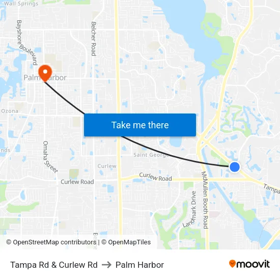 Tampa Rd & Curlew Rd to Palm Harbor map
