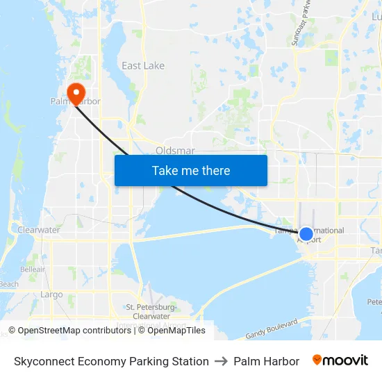 Skyconnect Economy Parking Station to Palm Harbor map