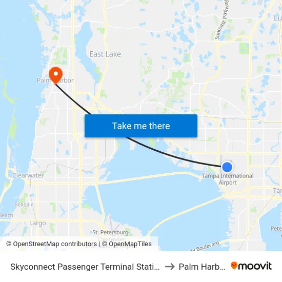 Skyconnect Passenger Terminal Station to Palm Harbor map