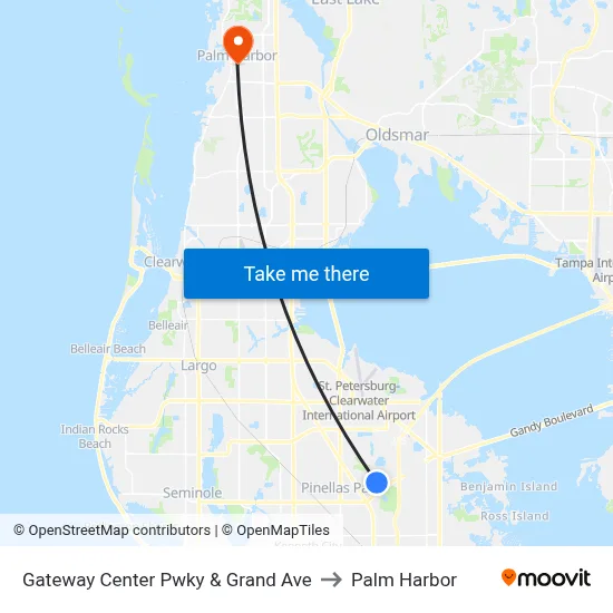 Gateway Center Pwky & Grand Ave to Palm Harbor map
