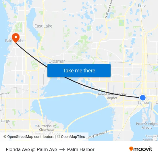 Florida Ave @ Palm Ave to Palm Harbor map