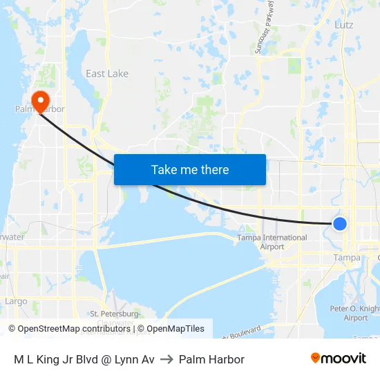 M L King Jr Blvd @ Lynn Av to Palm Harbor map