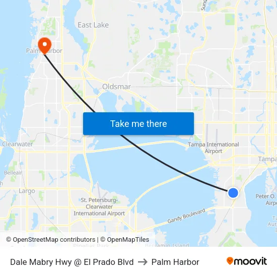 Dale Mabry Hwy @ El Prado Blvd to Palm Harbor map