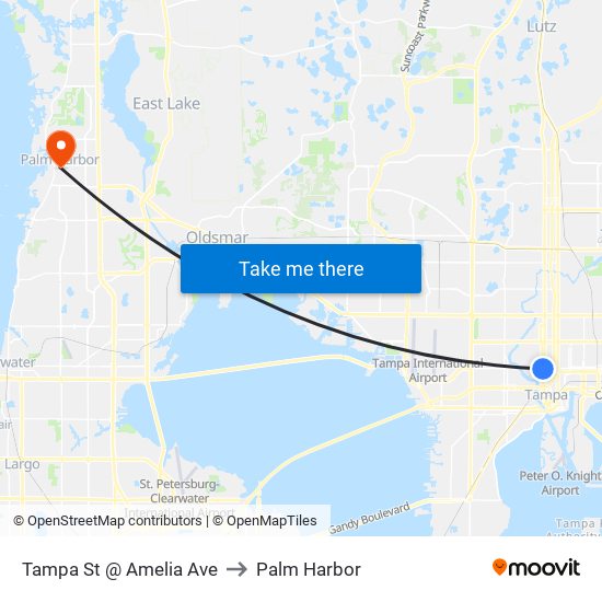 Tampa St @ Amelia Ave to Palm Harbor map