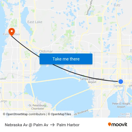 Nebraska Av @ Palm Av to Palm Harbor map