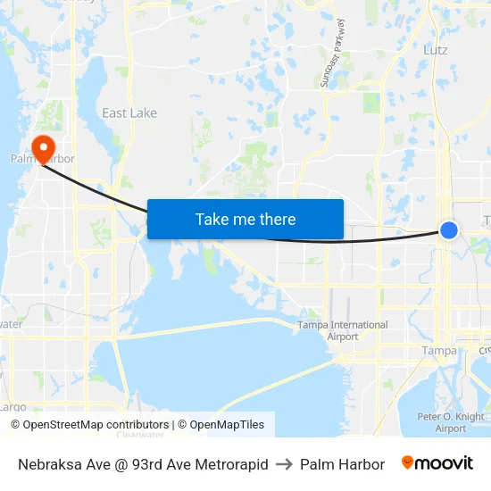 Nebraksa Ave @ 93rd Ave Metrorapid to Palm Harbor map