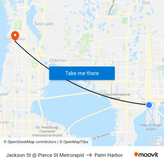 Jackson St @ Pierce St Metrorapid to Palm Harbor map