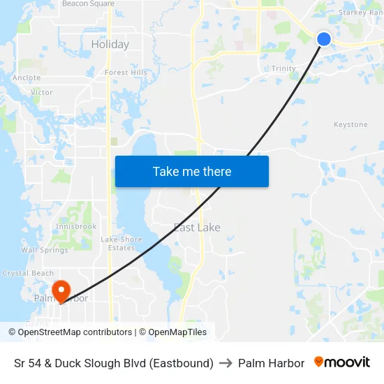 Sr 54 & Duck Slough Blvd (Eastbound) to Palm Harbor map