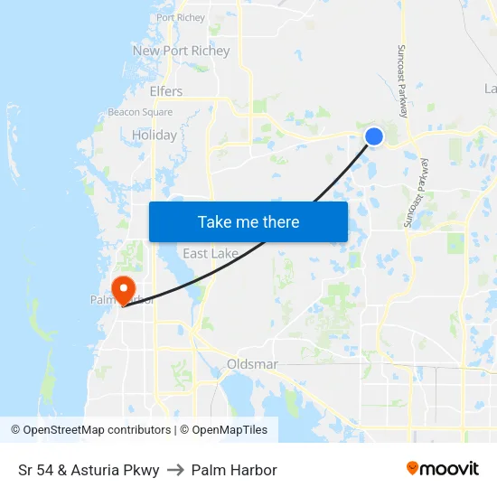 Sr 54 & Asturian Pkwy to Palm Harbor map