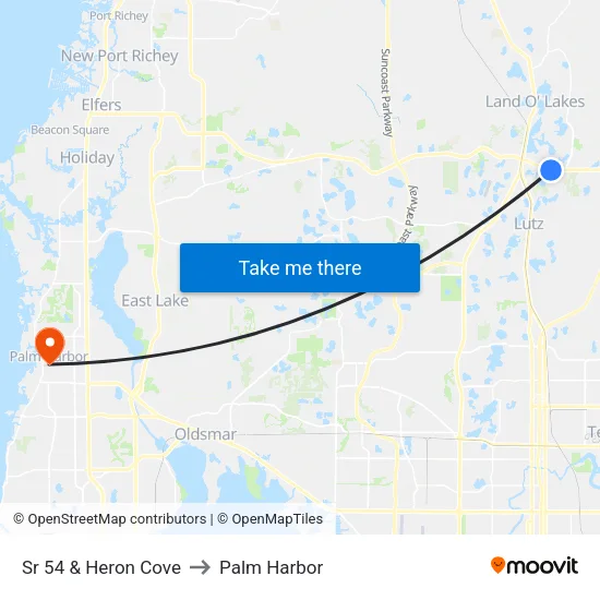 Sr 54 & Heron Cove to Palm Harbor map