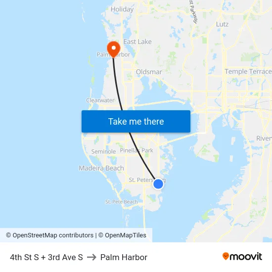 4th St S + 3rd Ave S to Palm Harbor map