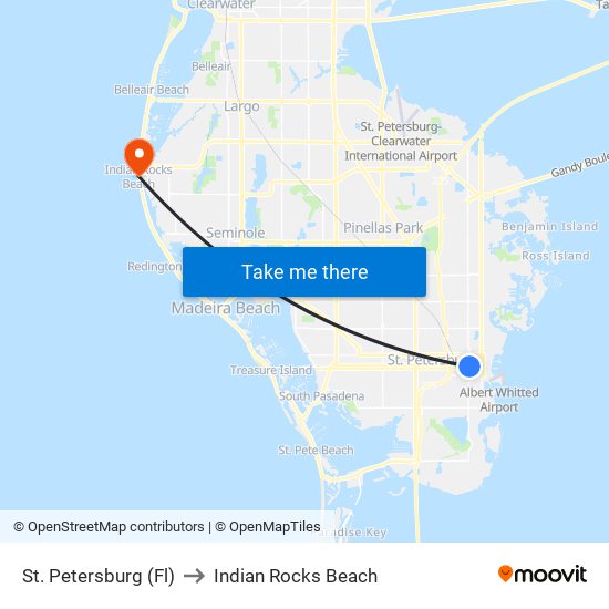 St. Petersburg (Fl) to Indian Rocks Beach map