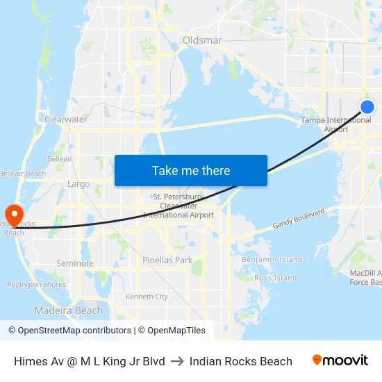 Himes Av @ M L King Jr Blvd to Indian Rocks Beach map