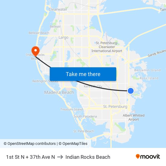 1st St N + 37th Ave N to Indian Rocks Beach map