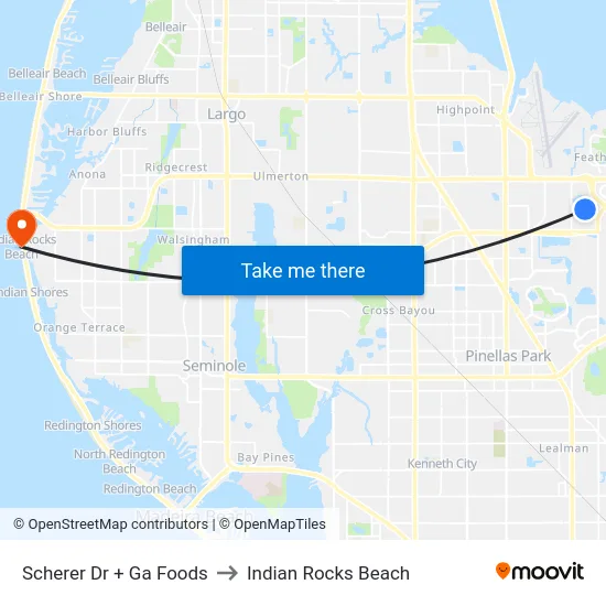 Scherer Dr + Ga Foods to Indian Rocks Beach map