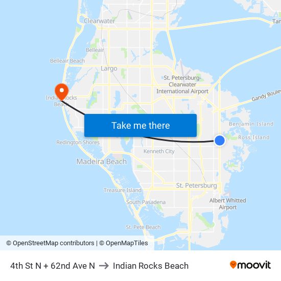 4th St N + 62nd Ave N to Indian Rocks Beach map