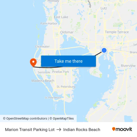Marion Transit Parking Lot to Indian Rocks Beach map