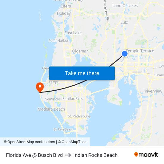 Florida Ave @ Busch Blvd to Indian Rocks Beach map