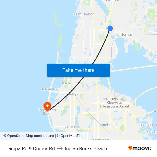 Tampa Rd & Curlew Rd to Indian Rocks Beach map