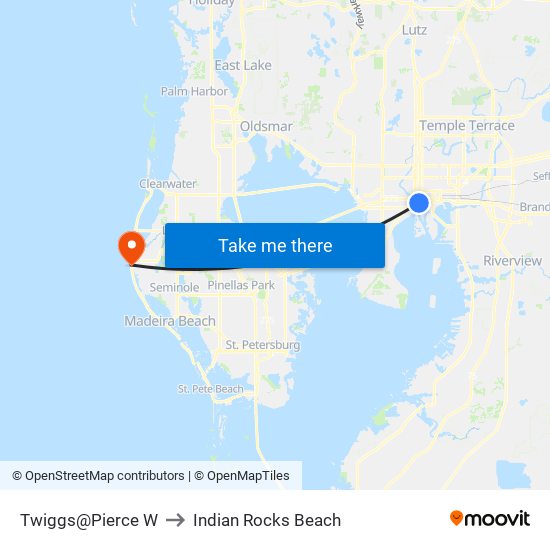 Twiggs@Pierce W to Indian Rocks Beach map