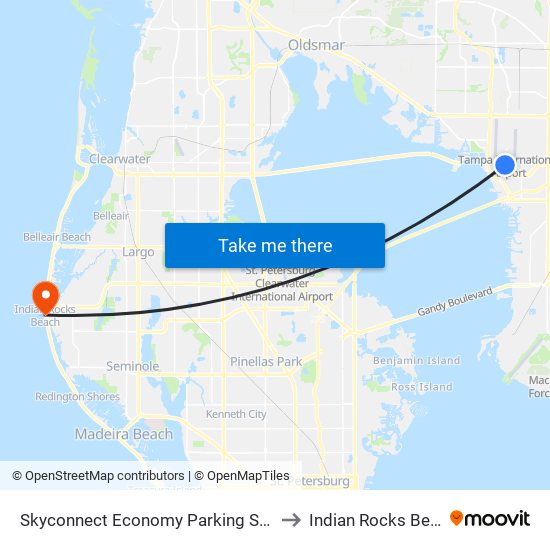 Skyconnect Economy Parking Station to Indian Rocks Beach map