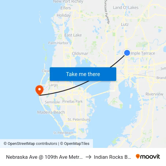 Nebraska Ave @ 109th Ave Metrorapid to Indian Rocks Beach map