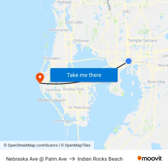 Nebraska Ave @ Palm Ave to Indian Rocks Beach map