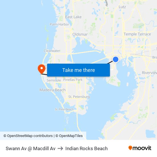 Swann Av @ Macdill Av to Indian Rocks Beach map