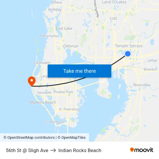 56th St @ Sligh Ave to Indian Rocks Beach map