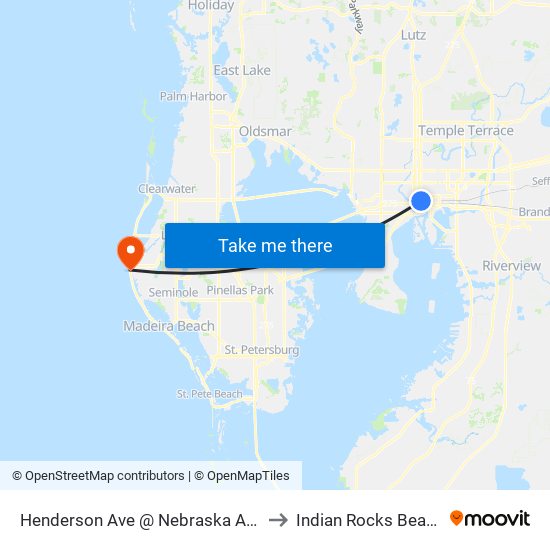 Henderson Ave @ Nebraska Ave to Indian Rocks Beach map