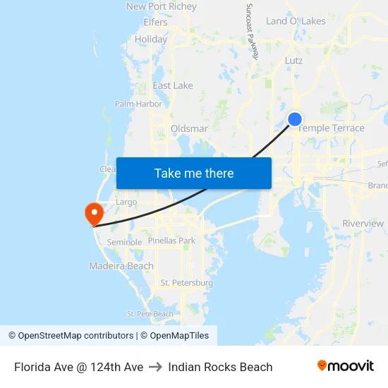 Florida Ave @ 124th Ave to Indian Rocks Beach map