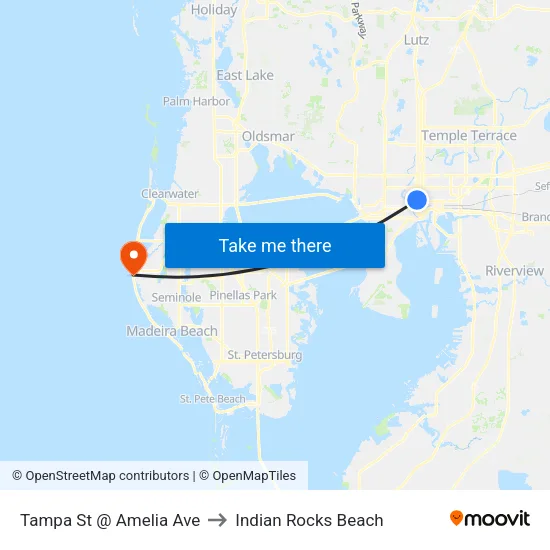 Tampa St @ Amelia Ave to Indian Rocks Beach map