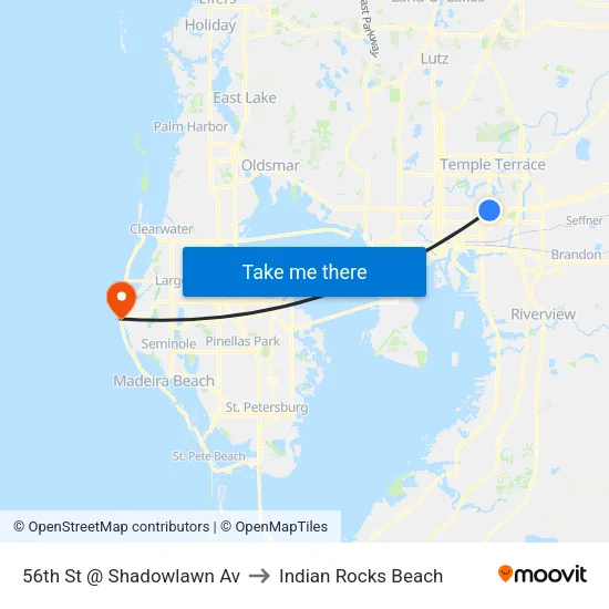 56th St @ Shadowlawn Av to Indian Rocks Beach map