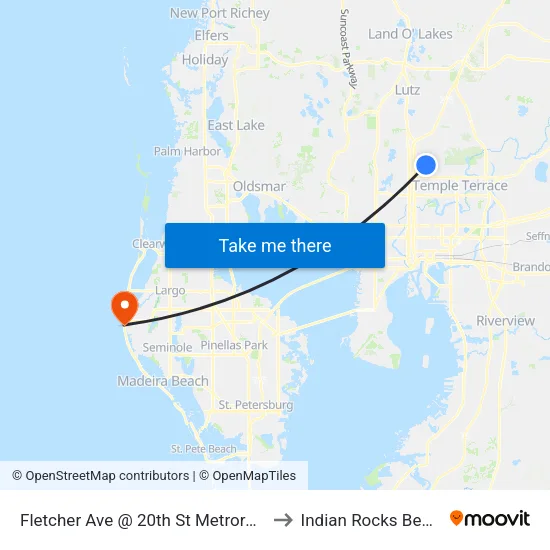 Fletcher Ave @ 20th St Metrorapid to Indian Rocks Beach map
