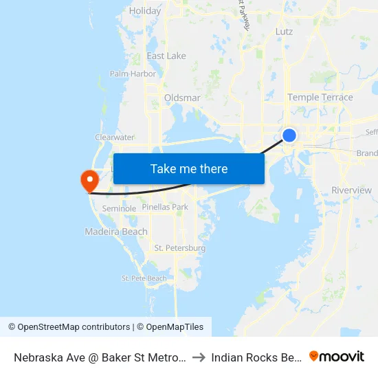 Nebraska Ave @ Baker St Metrorapid to Indian Rocks Beach map