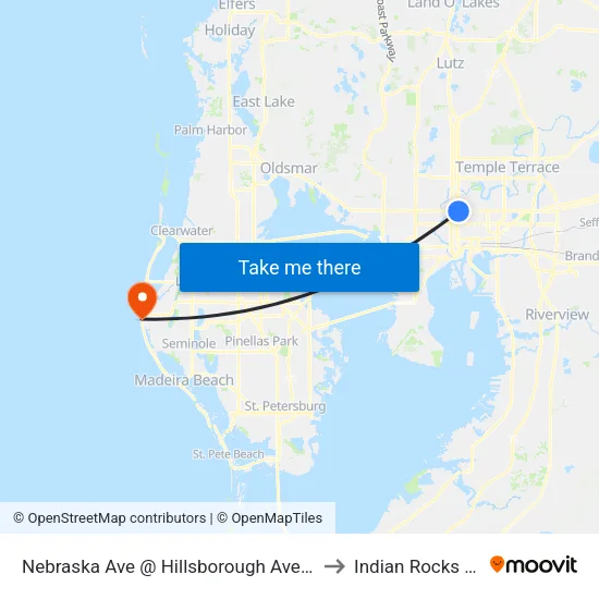 Nebraska Ave @ Hillsborough Ave Metrorapid to Indian Rocks Beach map