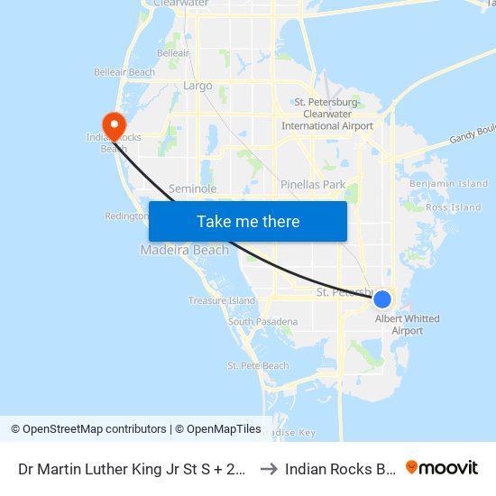 Dr Martin Luther King Jr St S + 2nd Ave S to Indian Rocks Beach map