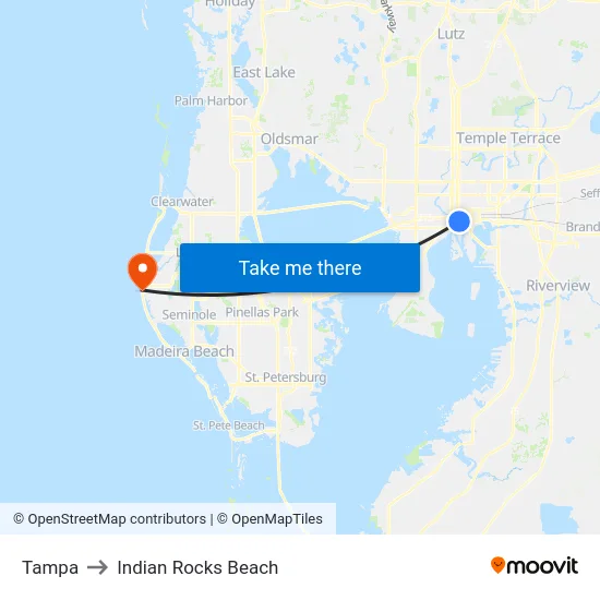 Tampa to Indian Rocks Beach map